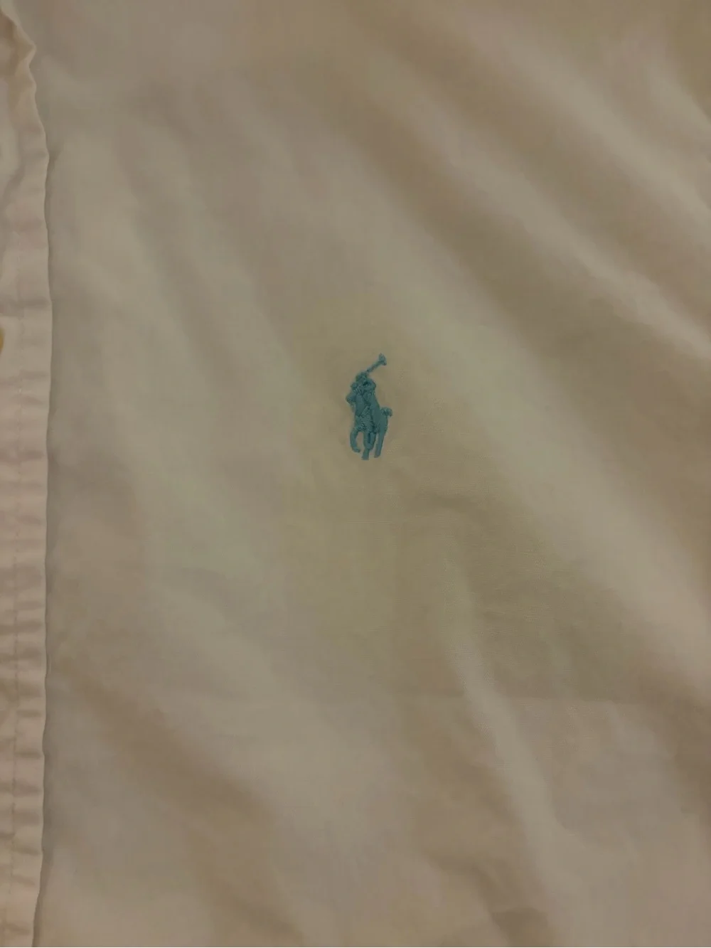 Ralph Lauren White Short-Sleeve Button-Down Shirt with Light Blue Pony